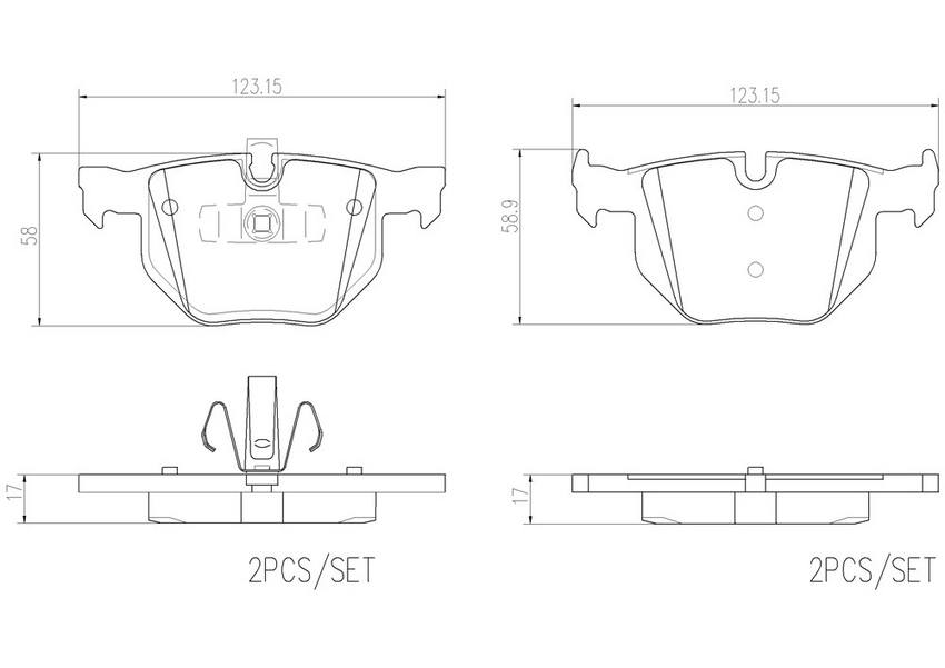 BMW Disc Brake Pad Set - Rear (Ceramic) 34216790762 - Brembo P06039N